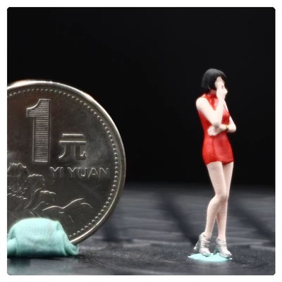 1:87 Scale 3D Printing Scene Smoking lady Miniatures Figures Model Cars Toys