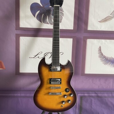 Vintage Sunburst SG Electric Guitar HPL Fretboard Flamed Maple Top HH Pickups