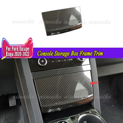 For Ford Escape Kuga 2020-2024 Carbon Fiber Style Console Storage Box Frame Trim