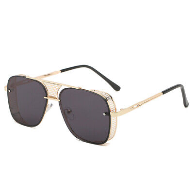 Classic Steampunk Square Glasses Sunglasses Metal Bar UV400 Personality Vintage