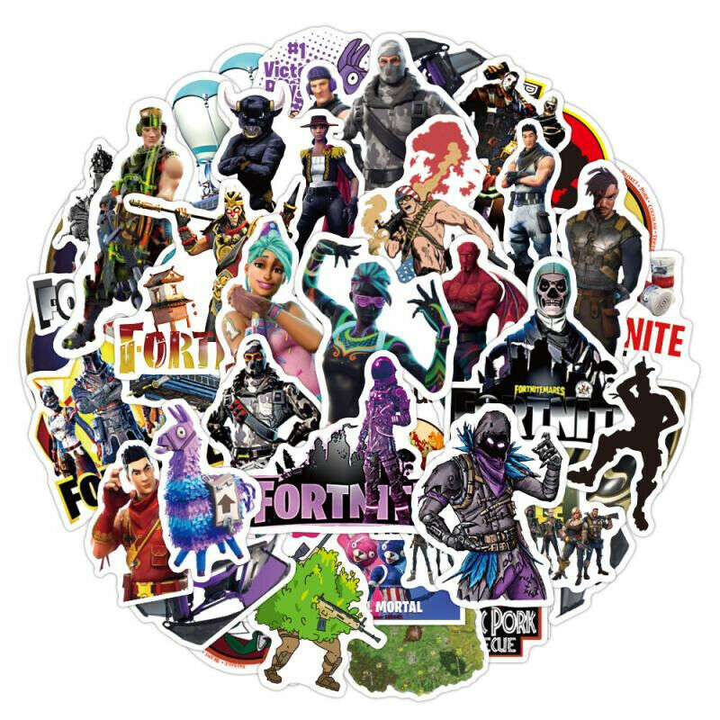 Mix 10/50 PCs Fortnite PC Epic Game Luggage Notebook Sticker-No Duplicate
