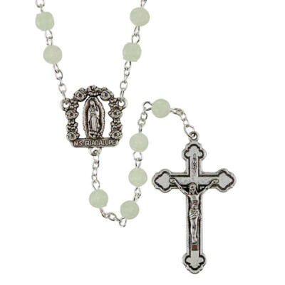 Our Lady of Guadalupe Rosary - Luminous Glow in the Dark 6mm Rosebud Beads 21''