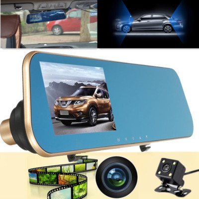 Mirror Dual Lens Monitor Full 4.3'' LCD Car DVR Rear View Camera Driving Recorder