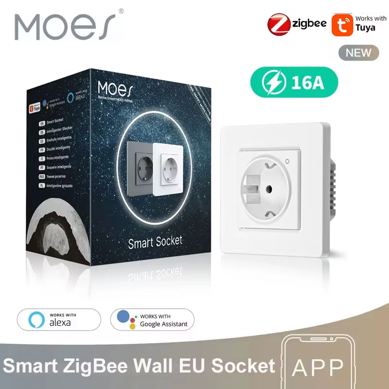Tuya ZigBee Wall Socket EU Embedded Outlet Energy Smart Monitor, Indicator App R