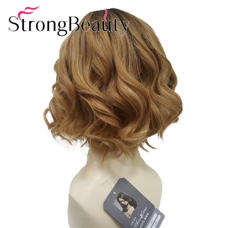 Strongbeauty Medium Wavy Angled Bob Hairstyles Hair Synthetic Full