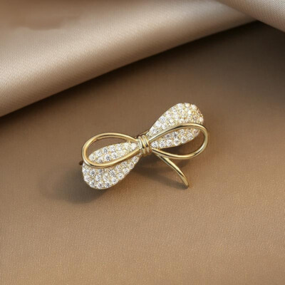 Exquisite Bowknot Rhinestone Brooch Pin Buckle for Womens Collar Decoration Gift