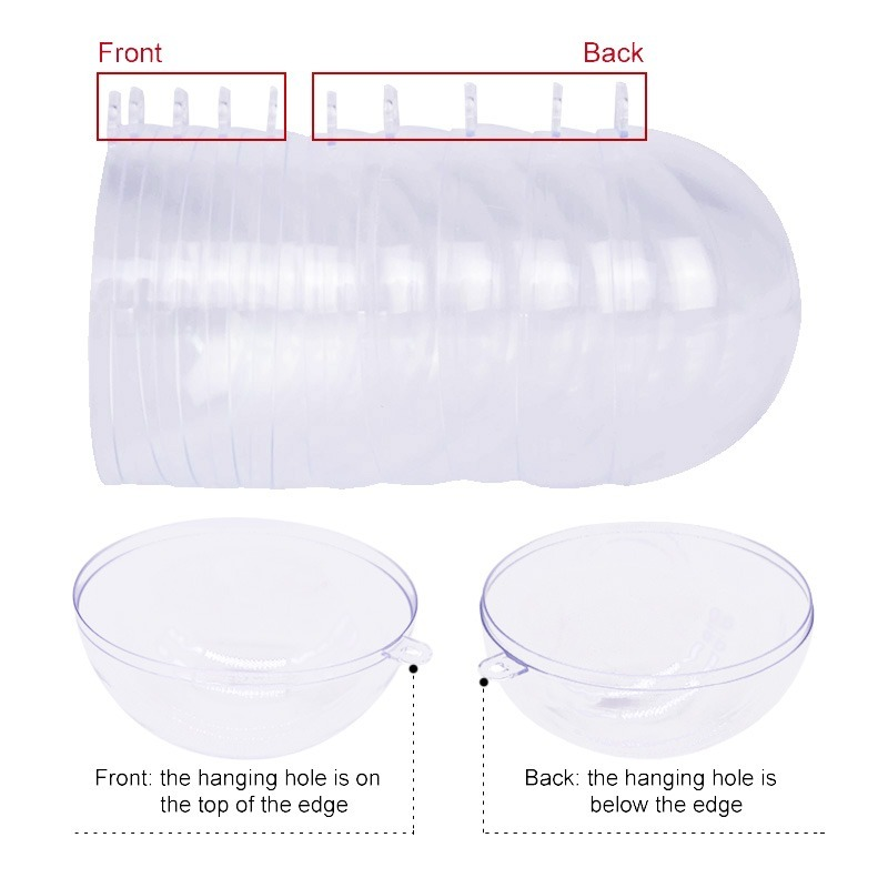 10PCS DIY Clear Plastic Balls Fillable Bauble Ornaments Ball Hanging Christmas