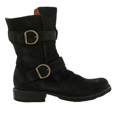 Pre-owned Fiorentini + Baker Soft Leather Double Buckle Ankle Boot In Black_suede