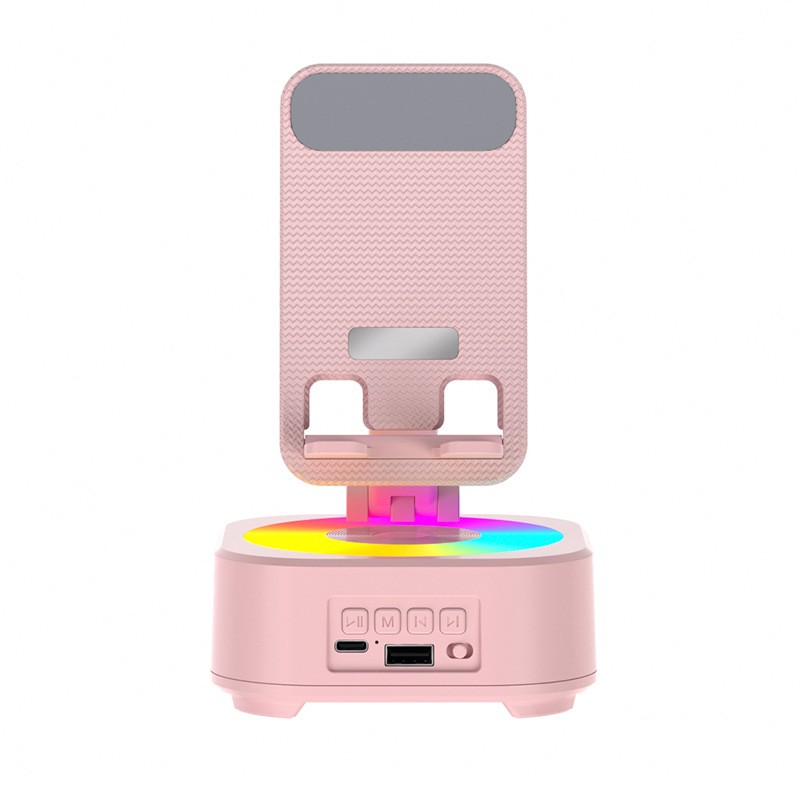 360 Drehbarer Handyhalter mit Bluetooth-Lautsprecher Wiederaufladbar LED-Licht