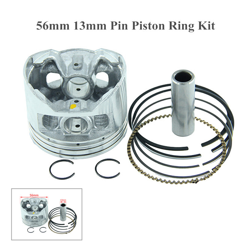 56mm 13mm Piston Ring Kit Pin w/Clips For 140cc Engine Pit Pro Dirt Bike Silver