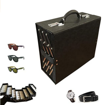 PreAsion  48 Pairs Foldable Sunglasses Display Case Eyewear Suitcase w/ Key Lock