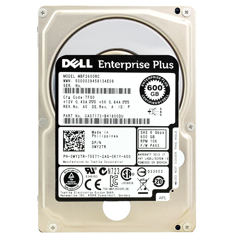 Disque Dur Dell 600gb Mbf2600rc 16mb Cachette 10000rpm Sas Ii 2,5 