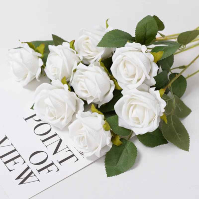 NEW 20Pcs Red Silk Roses Artificial Flowers Realistic Bouquet Home Decor Wedding
