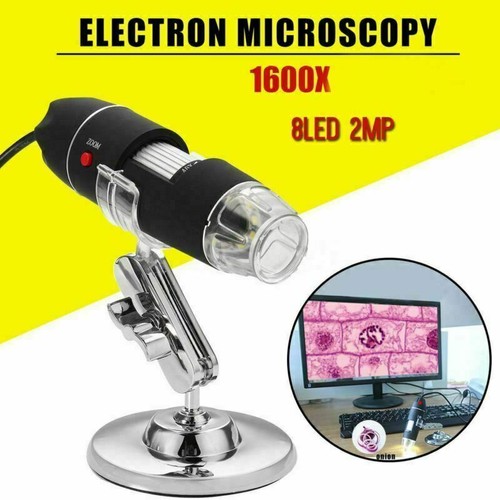 USB 1600X 8LED 2MP Digitalmikroskop Microskope Lupe Fach PC HD Kamera+ Stand BE