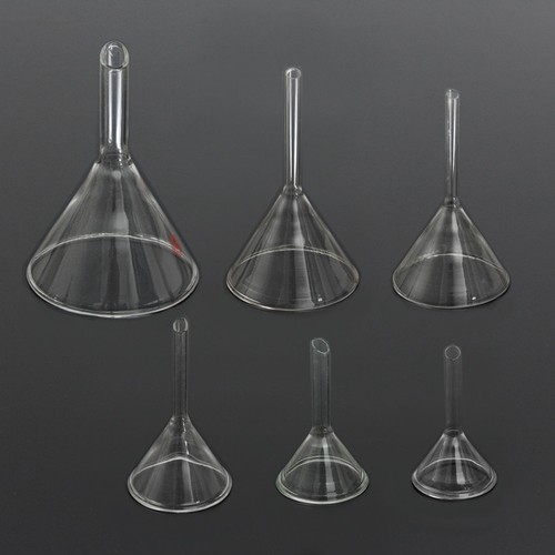 Стеклянная воронка с длинным носиком. Груша со стеклянной насадкой. Frit funnel. Воронка из нержавеющей стали толщ. Воронка капельная цилиндрическая на 2л.