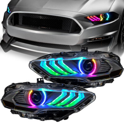 Oracle Dynamic ColorSHIFT LED Headlights - Black for 18-23 Ford Mustang 
