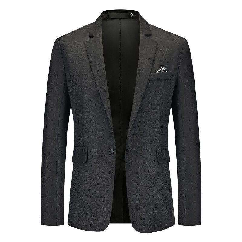 Men Formal Suit Blazer Jacket Coat Dress Business Work One Button Fashion Party