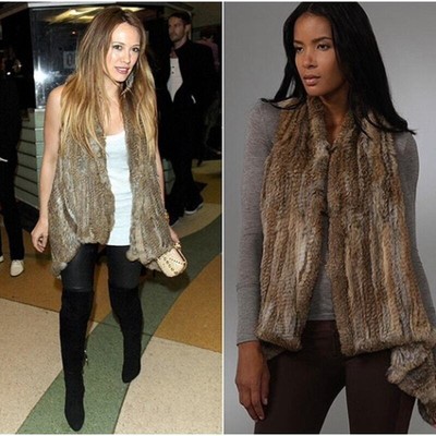 La Rok Luxe Rabbit Fur Vest Large NWOT