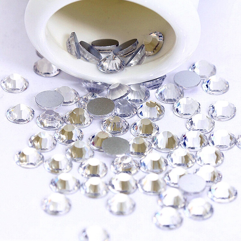 1440pcs Clear Glitter Nail Art Rhinestones Flatback Crystal Gem Nails Decoration