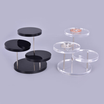 3 Layers Round Acrylic Jewelry Display Stand Necklace Earring Ring Show Rack~.i