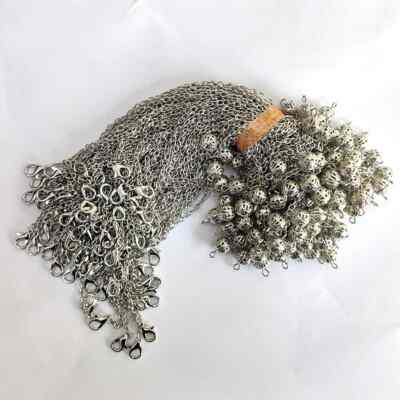 20pcs Bulk Pendulums Chains with Lobster Claw 7 Chakra Stone Bead Charm Chain
