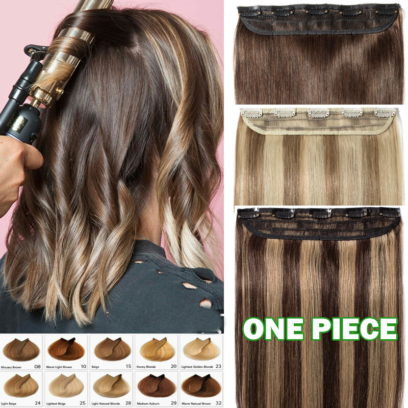 Thick One Piece Clip In 100% Remy Human Hair Extensions 3/4  display picture 2