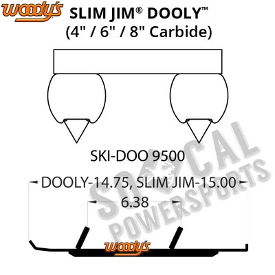 Woodys Dooly Carbide Wear Rods-4in. for 2019 Ski-Doo Renegade X-RS ACE 900 Turbo