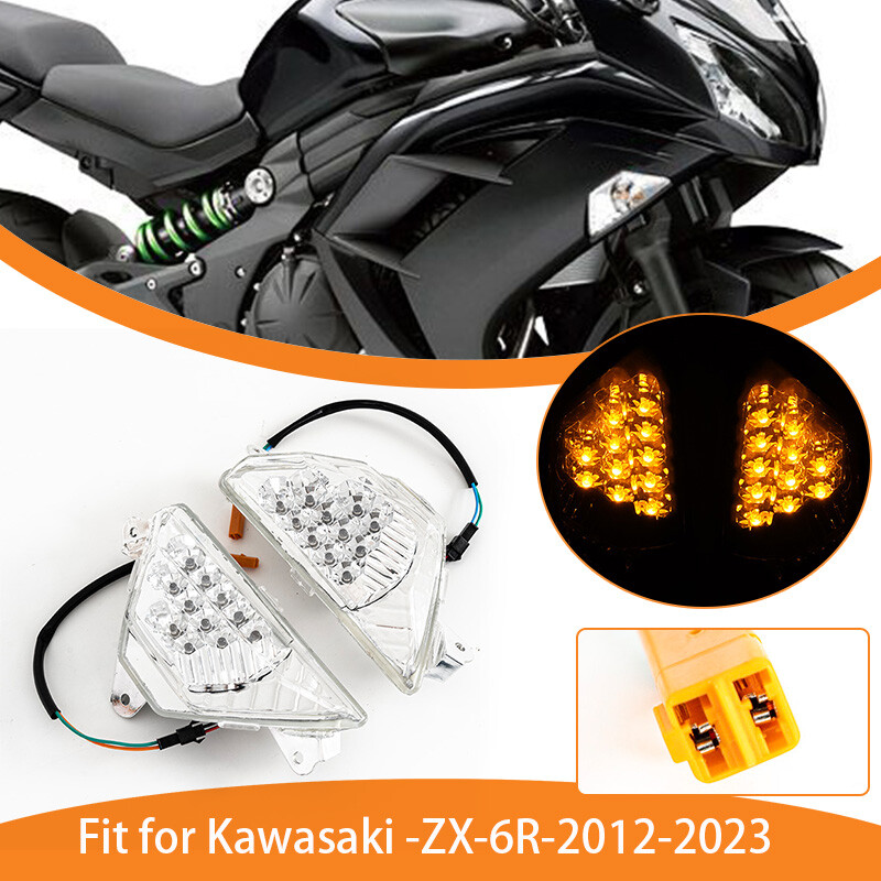 バイイー For 12~up Kawasaki Ninja ZX-6R 250 300 400 650 1000 Front LED Turn