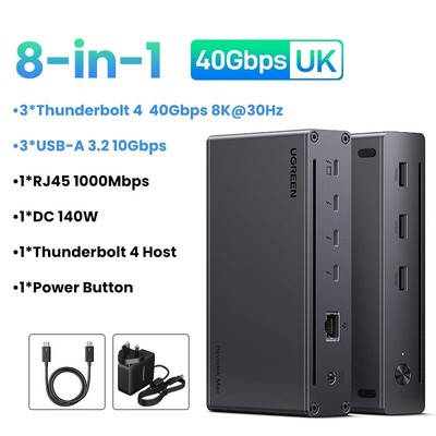 UGREEN Docking Station 8-in-1 Thunderbolt 4 140W 40Gbps Revodok MacBook Laptop