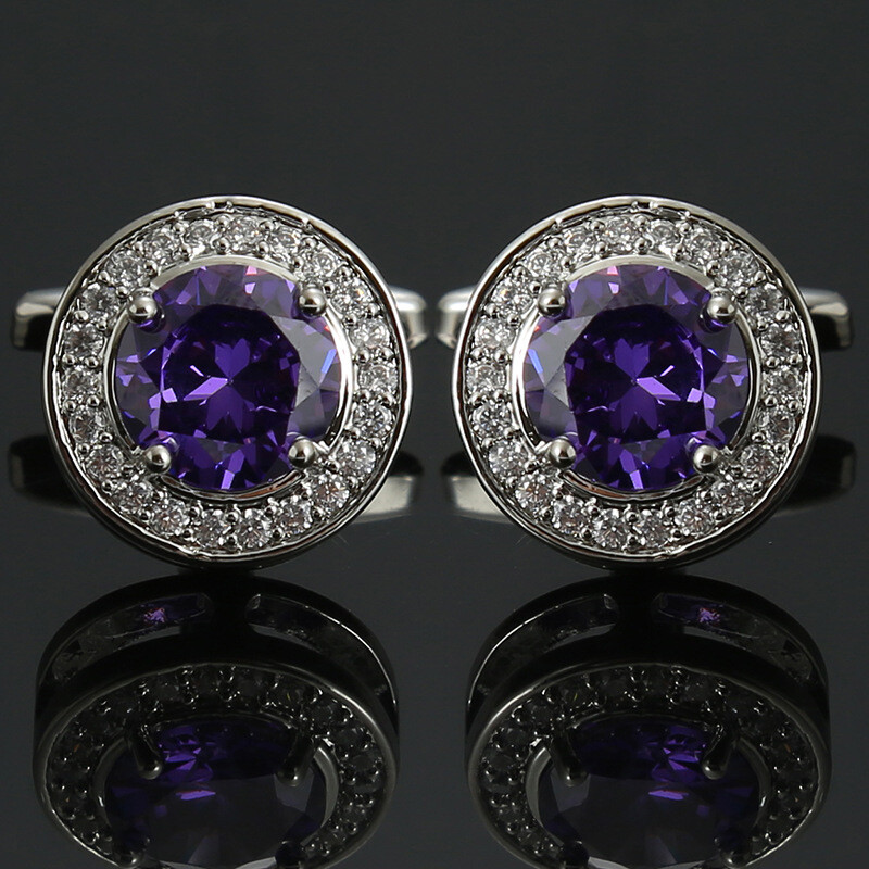1 Pair Formal Crystal Cufflinks Shirt Cuff Links for Wedding Jacket Accessories