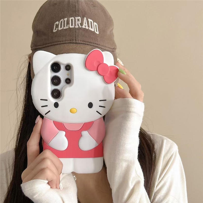 3D Cute Cat Monster Cartoon Soft Case Cover For Samsung Galaxy S24 S23 S22 S21