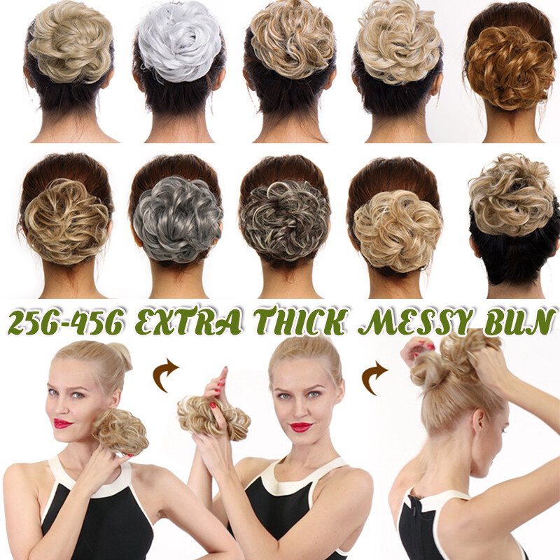 Messy Bun Chic Hair Piece Scrunchie THICK Natural Hair Extensions Curly as Real