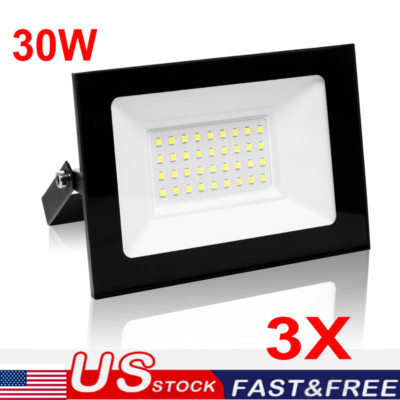 3pcs 30W LED Flood Light Garden Outdoor Lamp Yard Security Spotlight Cool White