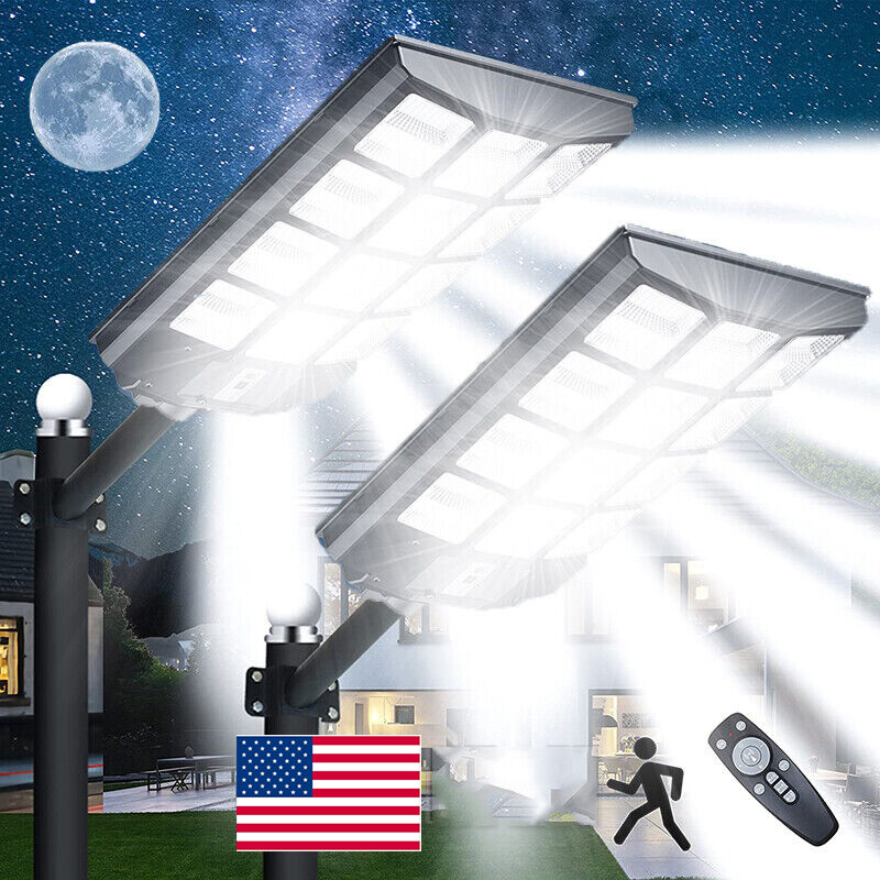 9900000000LM 1600W Commercial LED Solar Street Light Dusk to Dawn Road Lamp+Pole
