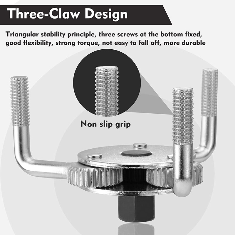 WORKPRO UNIVERSAL OIL FILTER WRENCH REMOVAL TOOL 3-JAW ADJUSTABLE HEAVY DUTY NEW