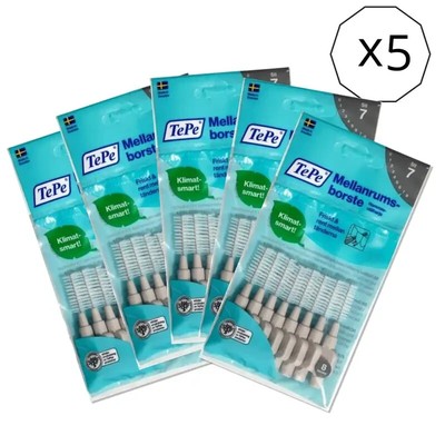 5 x TePe Interdental Gum Brushes Original Gray 1.3 mm 8 pcs Efficient Cleaning