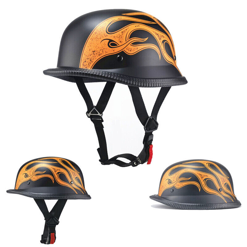 German Novelty Shiny Motorcycle Helmet Cruiser Biker DOT For