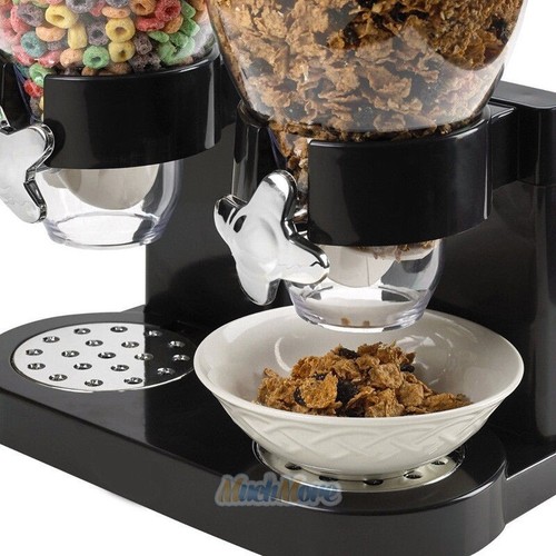 DOUBLE CEREAL DISPENSER DRY FOOD AIRTIGHT STORAGE CONTAINER DUAL CONTROL MACHINE