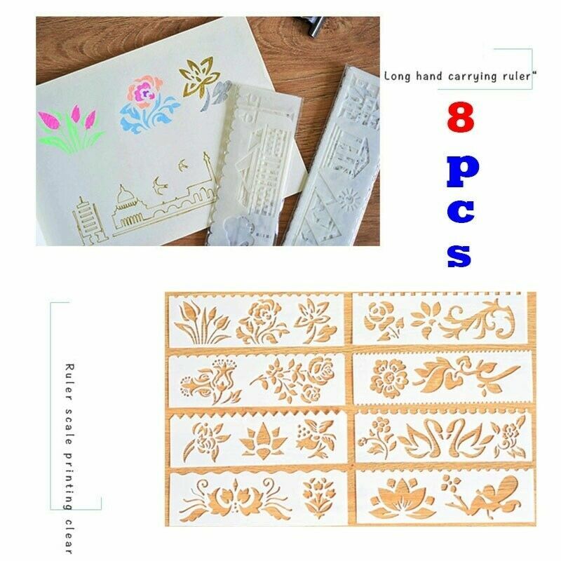 8pcs/Kit Beautiful Flower Layering Stencils DIY Walls Painting Scrapbooking Cute