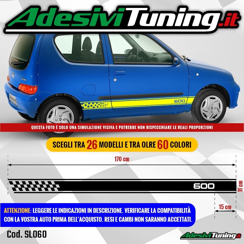 Adesivi Soglia Auto Per Fiat 600 - Set 5 Pezzi Protettivi Anti Graffi - Foto 6