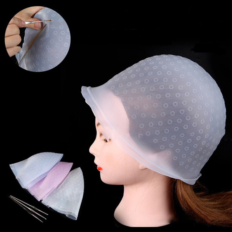 Pro Salon Dye Silicone Cap And Hook Hair Salon Highlighting Reusable l Brpf_bi