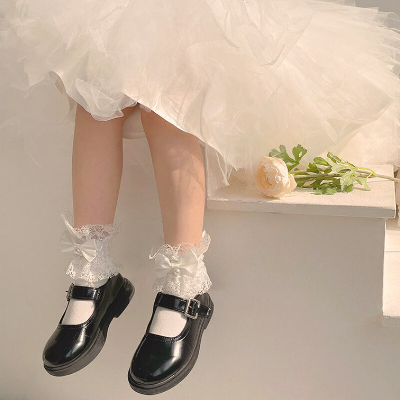 Bambine Fiocco Calzini Principessa Pizzo Cotone Alla Caviglia Carino Casual