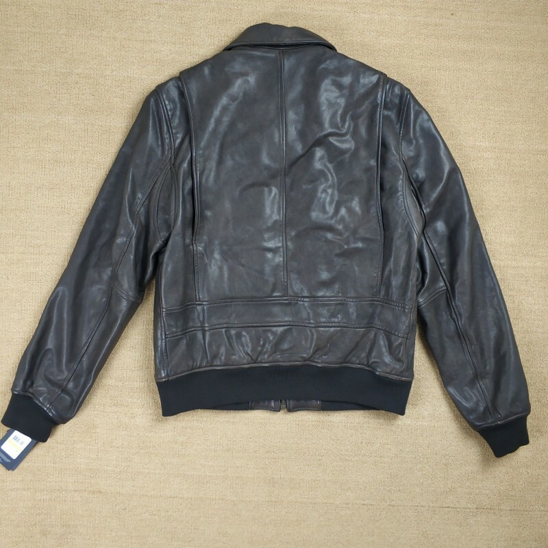 Pre-owned Tommy Hilfiger Men's Genuine Leather Aviator Bomber Jacket Brown S L Xl Xxl