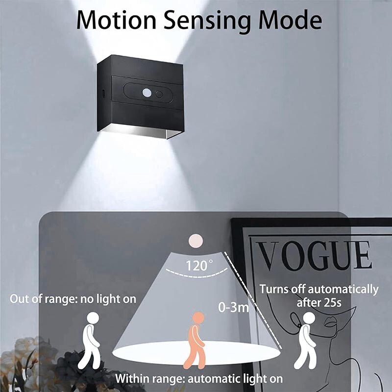 1-4 Pack Wall Lights Dimmable Indoor Rechargeable Up and Down Lamp Sconce