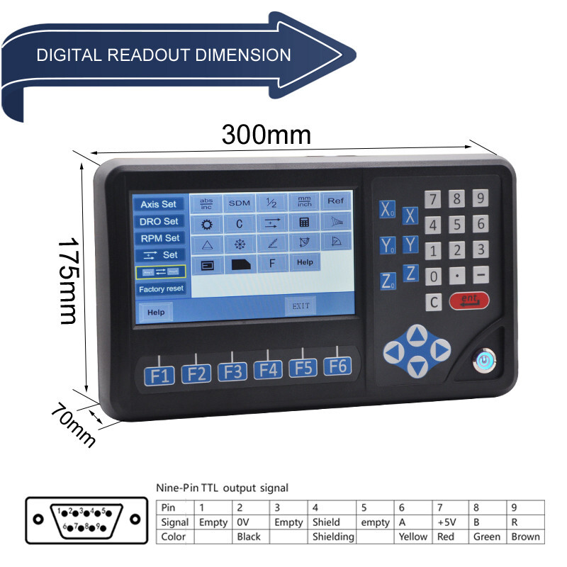 3 Axis Digital Readout DRO Magnetic Scale 5um 50-1100mm IP67 Lathe Mill Milling