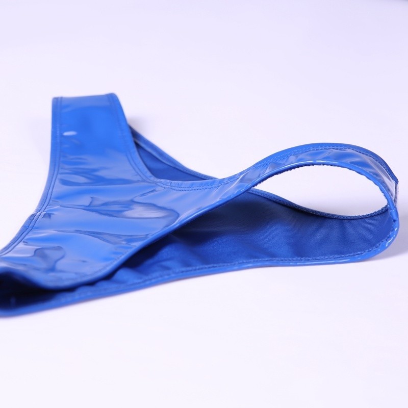 Unisex Faux Latex Briefs Wet Look Low Waist Stretch Thong G-string Panties Sexy