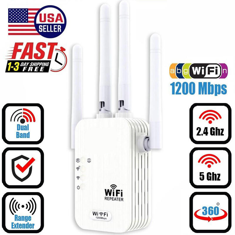 WiFi Range Extender Repeater 1200Mbps Wireless Amplifier Router Signal Booster