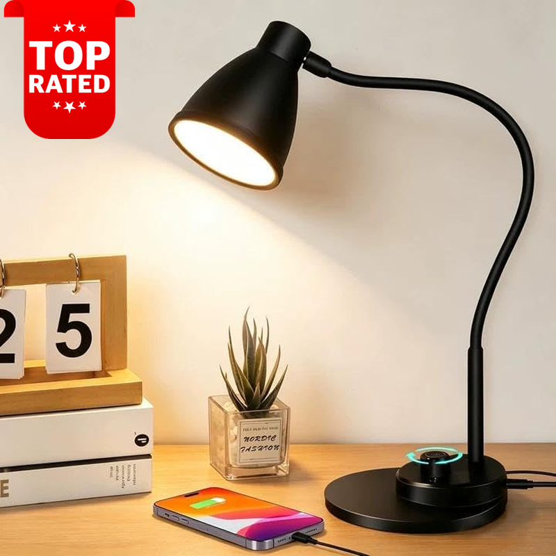 Dimmable LED Desk Lamp with USB Charging Port Touch Control Night Light