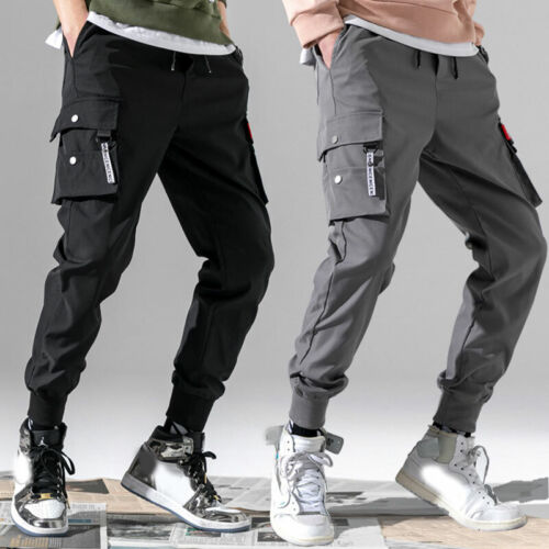 Jogger Men Basketball Pants With Side Button Casual Sport Korean Ankle-Length Trousers Streetwear Sweatpants Male 2023 New