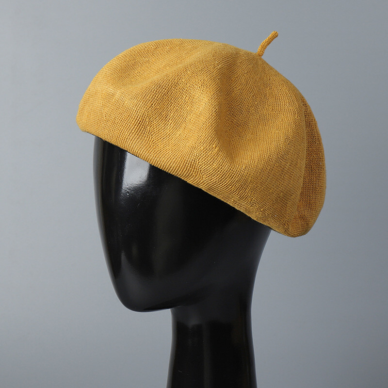 Damen Gestrickt Baskenmütze Sommer Atmungsaktiv Verstellbar Beanie Maler Kappe